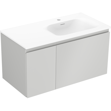 Mexen Orio kúpeľňová skrinka 90 cm s umývadlom Vela pravá, 1S, 1D, šedá matná/biela matná - 91A13-09047-3-BBFF62-W23P01