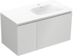 Mexen Orio kúpeľňová skrinka 90 cm s umývadlom Vela pravá, 1S, 1D, šedá matná/biela matná - 91A13-09047-3-BBFF62-W23P01