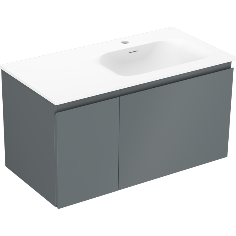 Mexen Orio kúpeľňová skrinka 90 cm s umývadlom Vela pravá, 1S, 1D, grafit mat/biela mat - 91A13-09047-3-BBFF66-W23P01