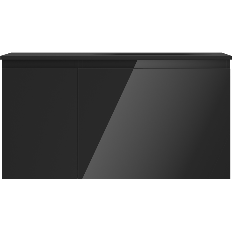 Mexen Orio kúpeľňová skrinka 90 cm s umývadlom Vela pravá, 1S, 1D, čierny lesk/čierny mat - 91A13-09047-3-BBFF70-W23P71