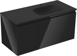 Mexen Orio kúpeľňová skrinka 100 cm s umývadlom Vela pravá, 1S, 1D, čierna lesk/čierna mat - 91A13-10047-3-BBFF70-W23P71