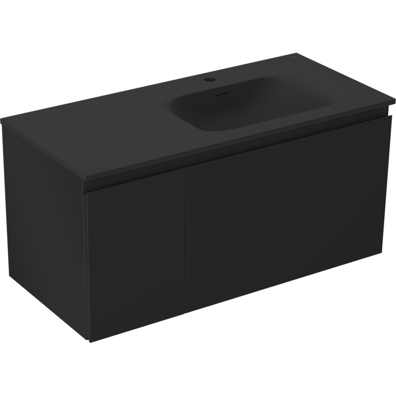 Mexen Orio kúpeľňová skrinka 100 cm s umývadlom Vela pravá, 1S, 1D, čierna matná - 91A13-10047-3-BBFF71-W23P71