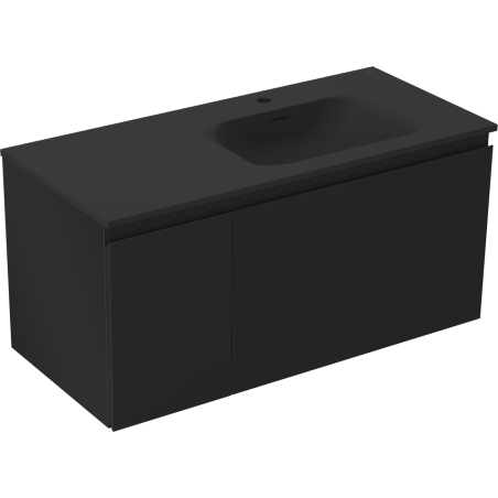 Mexen Orio kúpeľňová skrinka 100 cm s umývadlom Vela pravá, 1S, 1D, čierna matná - 91A13-10047-3-BBFF71-W23P71