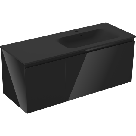 Mexen Orio kúpeľňová skrinka 120 cm s umývadlom Vela pravým, 1S, 1D, čierny lesk/čierny mat - 91A13-12047-3-BBFF70-W23P71