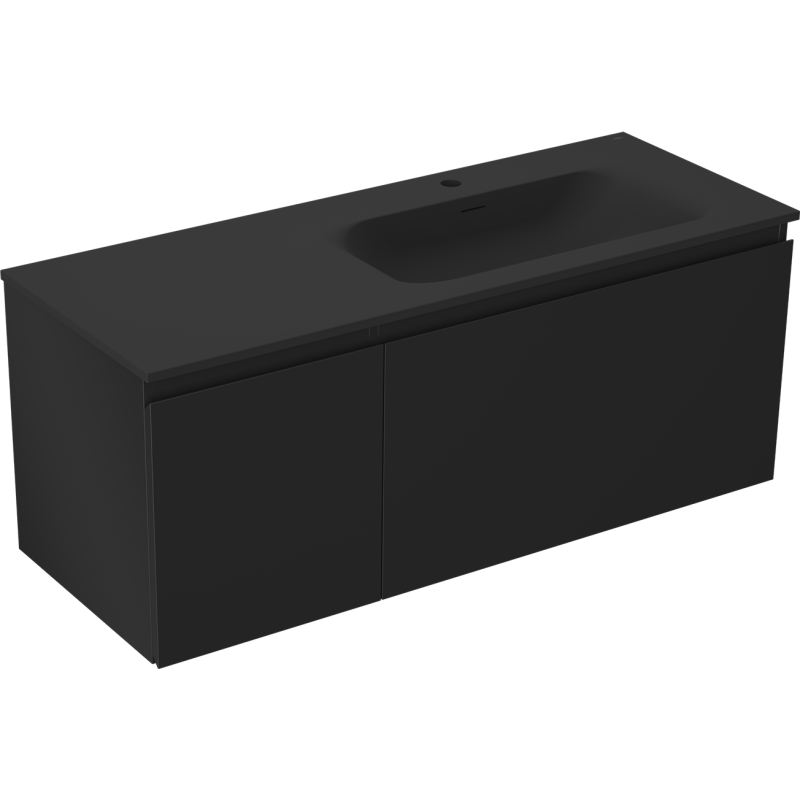 Mexen Orio kúpeľňová skrinka 120 cm s umývadlom Vela pravá, 1S, 1D, čierna mat - 91A13-12047-3-BBFF71-W23P71