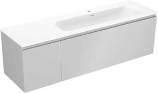 Mexen Orio kúpeľňová skrinka 160 cm s umývadlom Vela pravým, 1S, 1D, sivá matná/biela matná - 91A13-16047-3-BBFF62-W23P01