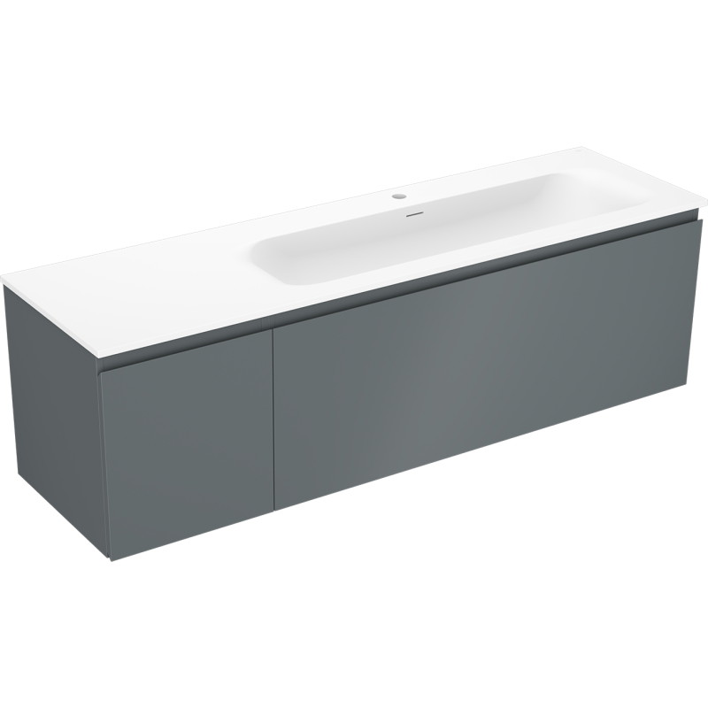 Mexen Orio kúpeľňová skrinka 160 cm s umývadlom Vela pravá, 1S, 1D, grafit mat/biela mat - 91A13-16047-3-BBFF66-W23P01