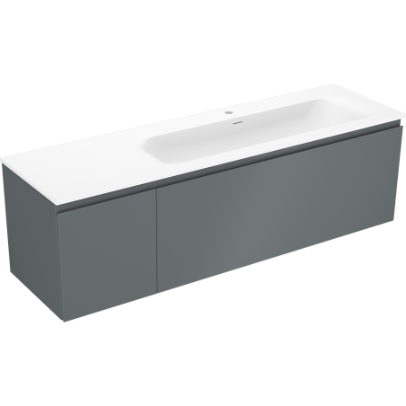 Mexen Orio kúpeľňová skrinka 160 cm s umývadlom Vela pravá, 1S, 1D, grafit mat/biela mat - 91A13-16047-3-BBFF66-W23P01