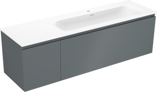 Mexen Orio kúpeľňová skrinka 160 cm s umývadlom Vela pravá, 1S, 1D, grafit mat/biela mat - 91A13-16047-3-BBFF66-W23P01