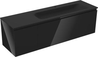 Mexen Orio kúpeľňová skrinka 160 cm s umývadlom Vela pravá, 1S, 1D, čierny lesk/čierny mat - 91A13-16047-3-BBFF70-W23P71