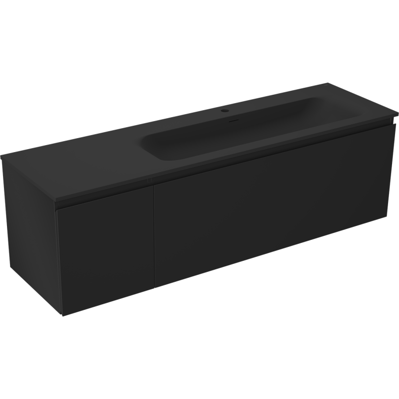 Mexen Orio kúpeľňová skrinka 160 cm s umývadlom Vela vpravo, 1S, 1D, čierna matná - 91A13-16047-3-BBFF71-W23P71