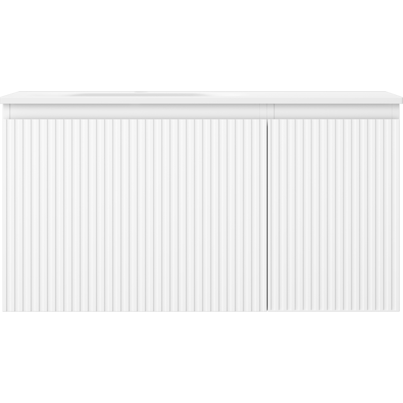 Mexen Rivel kúpeľňová skrinka 90 cm s umývadlom Vela ľavým, 1S, 1D, ryhovaná, biela matná - 91A23-09047-3-BBFF01-W23L01