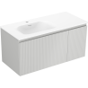 Mexen Rivel kúpeľňová skrinka 100 cm s umývadlom Vela ľavá, 1S, 1D, ryhovaná, sivá mat/biela mat
