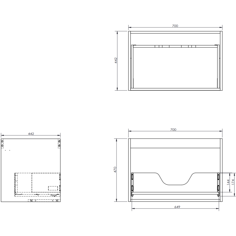 Mexen Rivel kúpeľňová skrinka 100 cm s umývadlom Vela ľavá, 1S, 1D, ryhovaná, grafit mat/biela mat