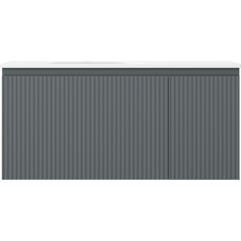 Mexen Rivel kúpeľňová skrinka 100 cm s umývadlom Vela ľavá, 1S, 1D, ryhovaná, grafit mat/biela mat