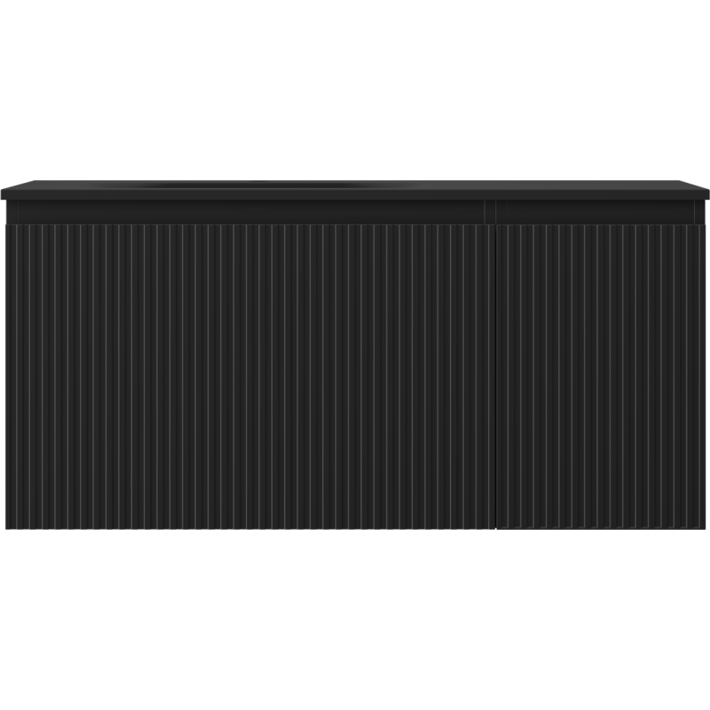 Mexen Rivel kúpeľňová skrinka 100 cm s umývadlom Vela ľavou, 1S, 1D, ryhovaná, čierna matná - 91A23-10047-3-BBFF71-W23L71