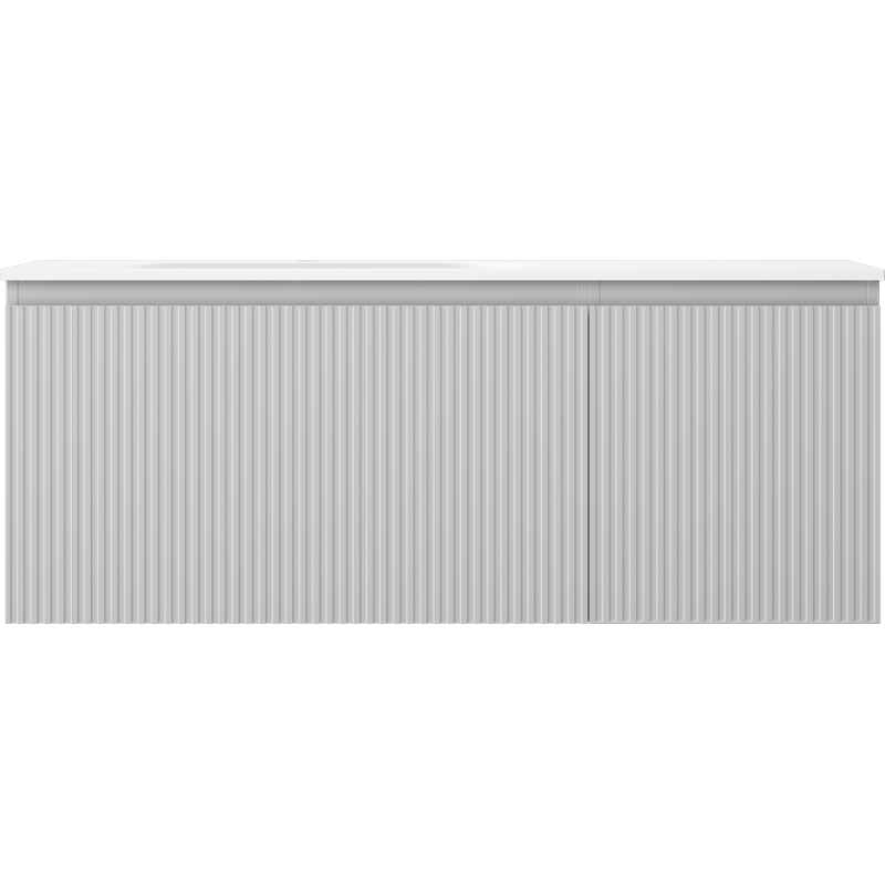 Mexen Rivel kúpeľňová skrinka 120 cm s umývadlom Vela ľavou, 1S, 1D, ryhovaná, sivý mat/biely mat - 91A23-12047-3-BBFF62-W23L01