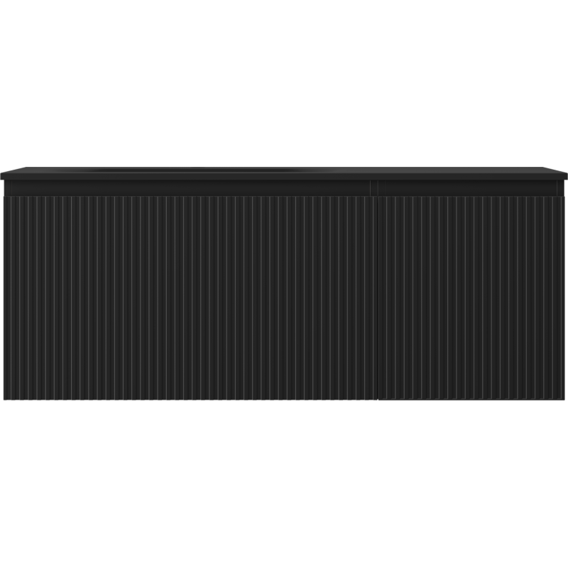 Mexen Rivel kúpeľňová skrinka 120 cm s umývadlom Vela ľavou, 1S, 1D, ryhovaná, čierna matná - 91A23-12047-3-BBFF71-W23L71