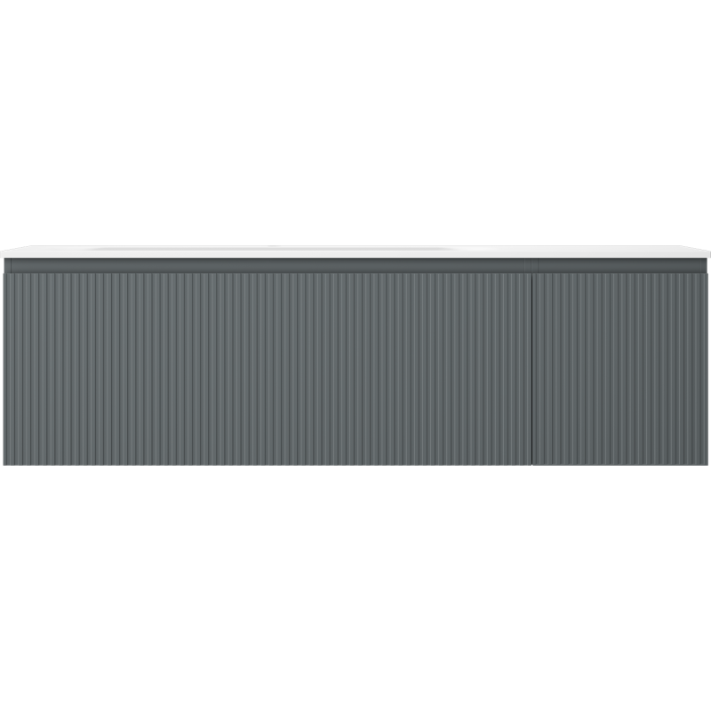 Mexen Rivel kúpeľňová skrinka 160 cm s umývadlom Vela ľavá, 1S, 1D, ryhovaná, grafit mat/biela mat - 91A23-16047-3-BBFF66-W23L01