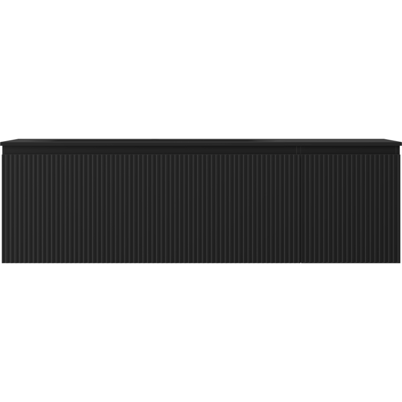 Mexen Rivel kúpeľňová skrinka 160 cm s umývadlom Vela ľavým, 1S, 1D, ryhovaná, čierna mat - 91A23-16047-3-BBFF71-W23L71