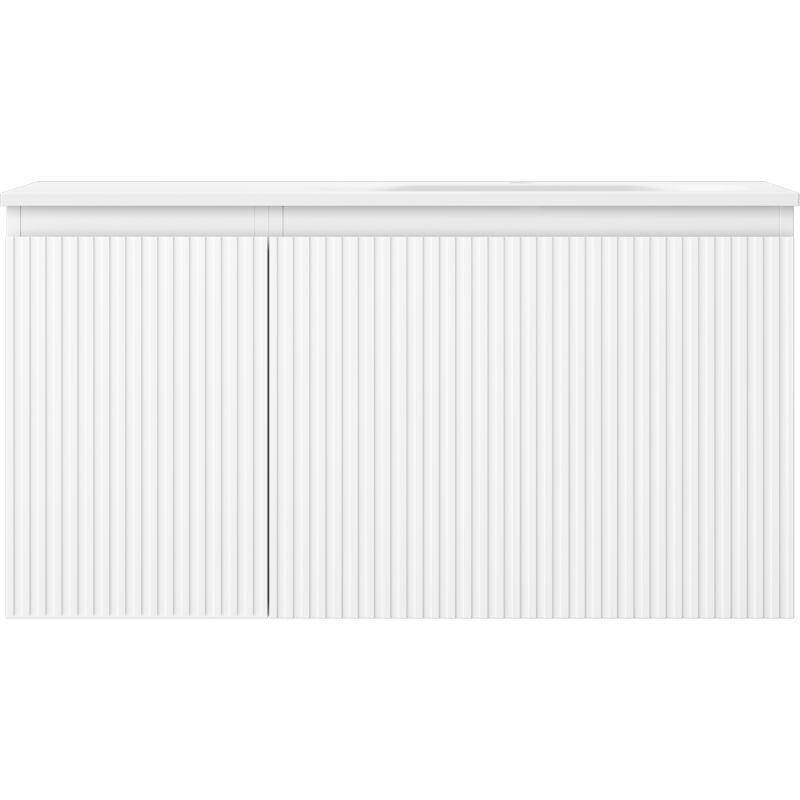 Mexen Rivel kúpeľňová skrinka 90 cm s umývadlom Vela pravá, 1S, 1D, ryhovaná, biela matná - 91A23-09047-3-BBFF01-W23P01