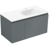 Mexen Rivel kúpeľňová skrinka 90 cm s umývadlom Vela pravá, 1S, 1D, ryhované, grafit mat/biela mat - 91A23-09047-3-BBFF66-W23P01