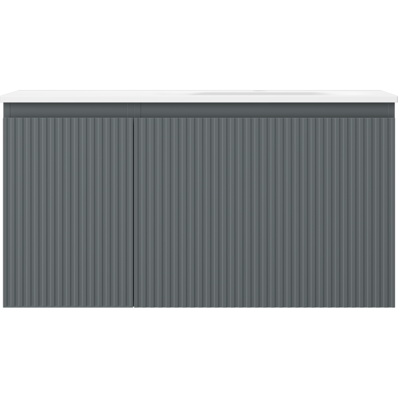 Mexen Rivel kúpeľňová skrinka 90 cm s umývadlom Vela pravá, 1S, 1D, ryhované, grafit mat/biela mat - 91A23-09047-3-BBFF66-W23P01