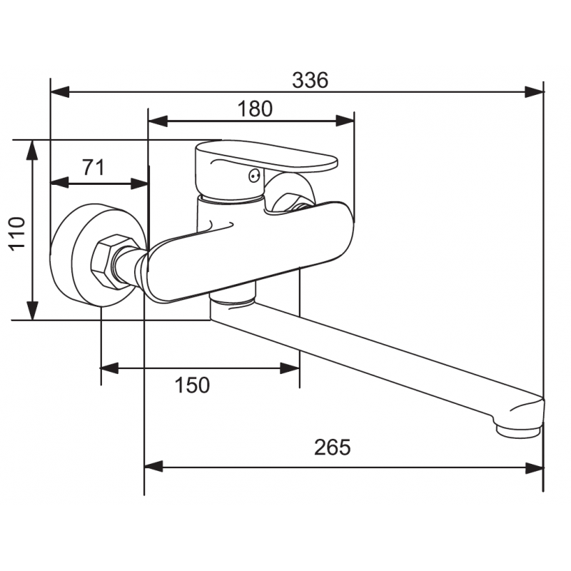 Mexen Milo batéria vaňová dlhá výpusť, čierna - 71335-70