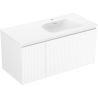 Mexen Rivel kúpeľňová skrinka 100 cm s umývadlom Vela pravá, 1S, 1D, ryhovaná, biela matná - 91A23-10047-3-BBFF01-W23P01