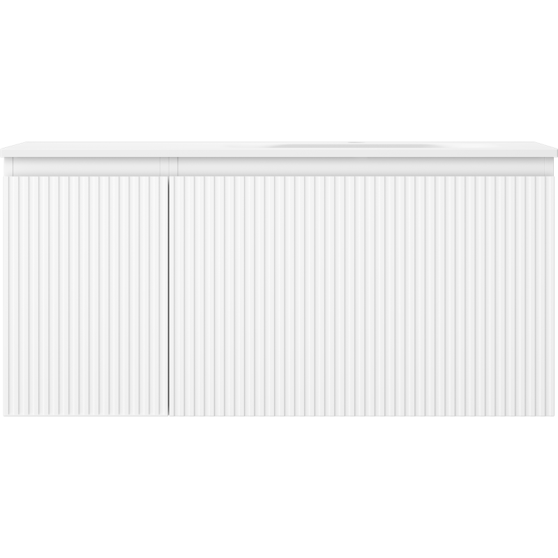 Mexen Rivel kúpeľňová skrinka 100 cm s umývadlom Vela pravá, 1S, 1D, ryhovaná, biela matná - 91A23-10047-3-BBFF01-W23P01