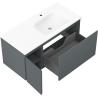 Mexen Rivel kúpeľňová skrinka 100 cm s umývadlom Vela pravá, 1S, 1D, ryhovaná, grafit/biela mat - 91A23-10047-3-BBFF66-W23P01