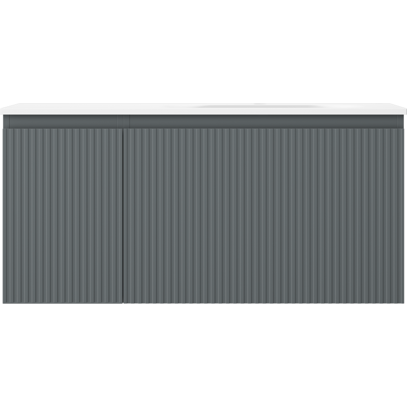 Mexen Rivel kúpeľňová skrinka 100 cm s umývadlom Vela pravá, 1S, 1D, ryhovaná, grafit/biela mat - 91A23-10047-3-BBFF66-W23P01