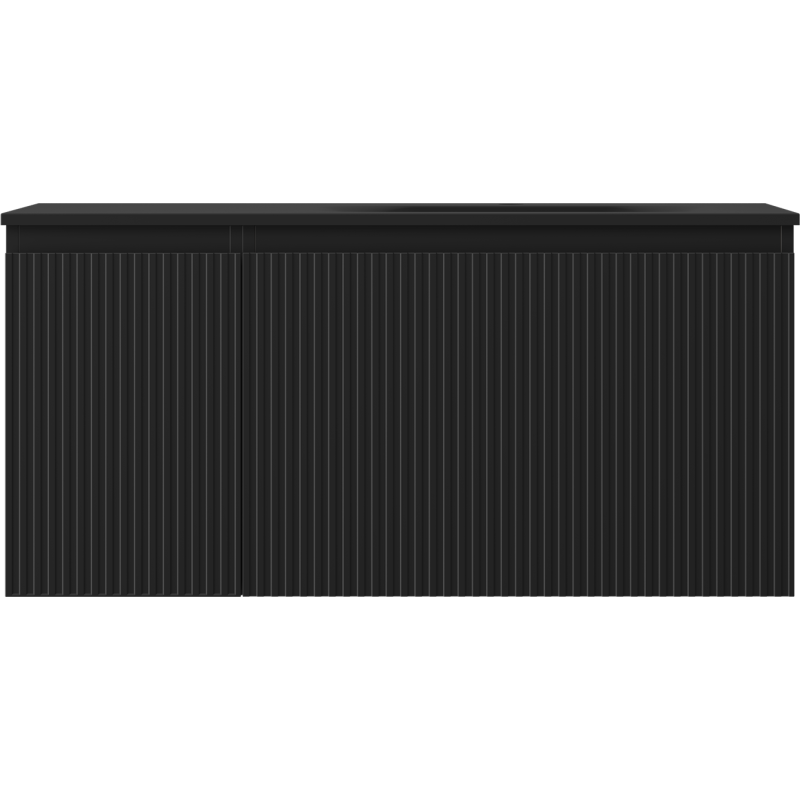 Mexen Rivel kúpeľňová skrinka 100 cm s umývadlom Vela pravá, 1S, 1D, ryhovaná, čierna matná - 91A23-10047-3-BBFF71-W23P71