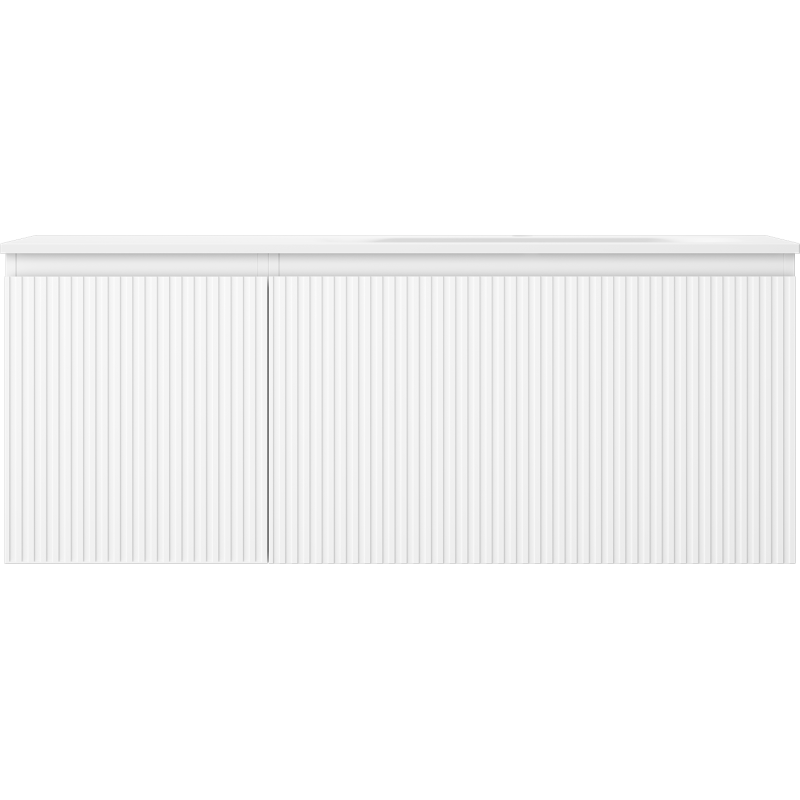 Mexen Rivel kúpeľňová skrinka 120 cm s umývadlom Vela pravou, 1S, 1D, ryhovaná, biela mat - 91A23-12047-3-BBFF01-W23P01