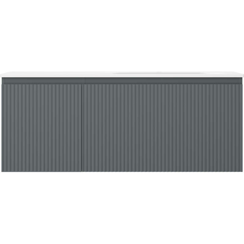 Mexen Rivel kúpeľňová skrinka 120 cm s umývadlom Vela pravá, 1S, 1D, ryhovaná, grafit/biela matná - 91A23-12047-3-BBFF66-W23P01