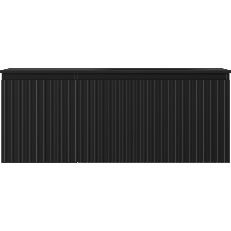 Mexen Rivel kúpeľňová skrinka 120 cm s umývadlom Vela pravá, 1S, 1D, ryhovaná, čierna mat - 91A23-12047-3-BBFF71-W23P71