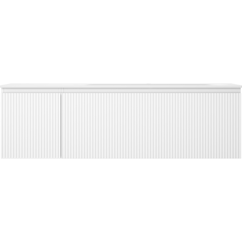 Mexen Rivel kúpeľňová skrinka 160 cm s umývadlom Vela pravá, 1S, 1D, ryhovaná, biela matná - 91A23-16047-3-BBFF01-W23P01