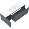 Mexen Rivel kúpeľňová skrinka 160 cm s umývadlom Vela pravá, 1S, 1D, ryhovaná, grafit/biela matná - 91A23-16047-3-BBFF66-W23P01