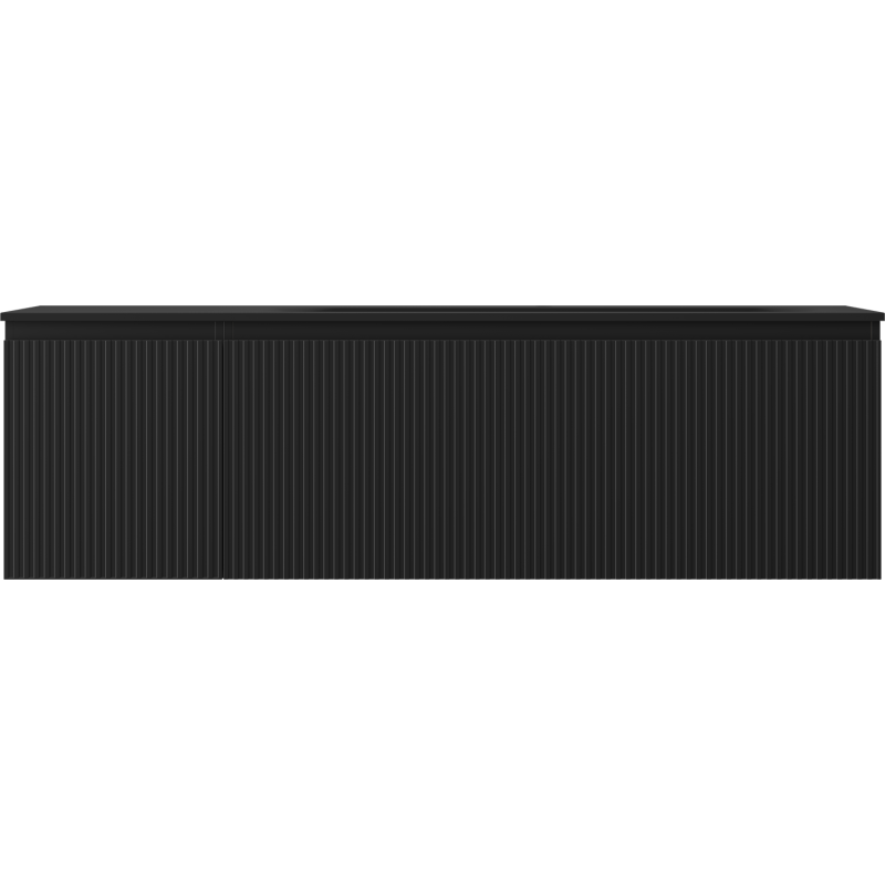 Mexen Rivel kúpeľňová skrinka 160 cm s umývadlom Vela pravou, 1S, 1D, ryhovaná, čierna mat - 91A23-16047-3-BBFF71-W23P71