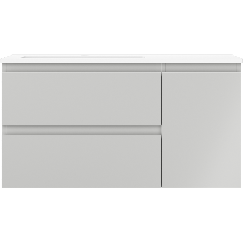 Mexen Orio kúpeľňová skrinka 90 cm s umývadlom Otis ľavým, 2S, 1D, sivá matná/biela matná - 91A13-09047-3-BBFFF62-W18L01