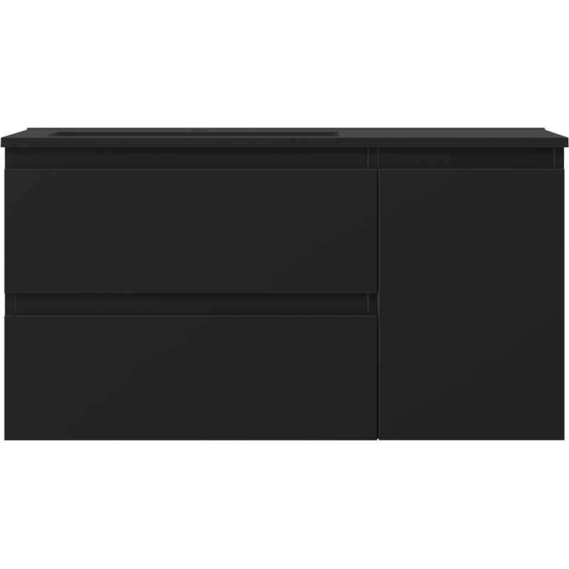 Mexen Orio kúpeľňová skrinka 90 cm s ľavým umývadlom Otis, 2S, 1D, čierna mat - 91A13-09047-3-BBFFF71-W18L71