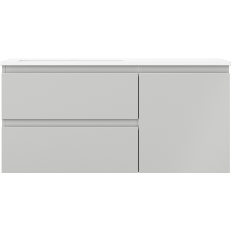 Mexen Orio kúpeľňová skrinka 100 cm s umývadlom Otis ľavým, 2S, 1D, šedá matná/biela matná - 91A13-10047-3-BBFFF62-W18L01