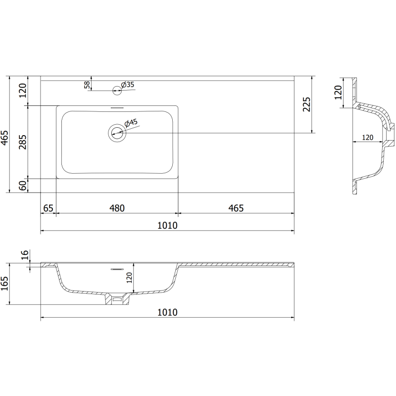 Mexen Orio kúpeľňová skrinka 100 cm s umývadlom Otis ľavá, 2S, 1D, čierny lesk/čierny mat - 91A13-10047-3-BBFFF70-W18L71