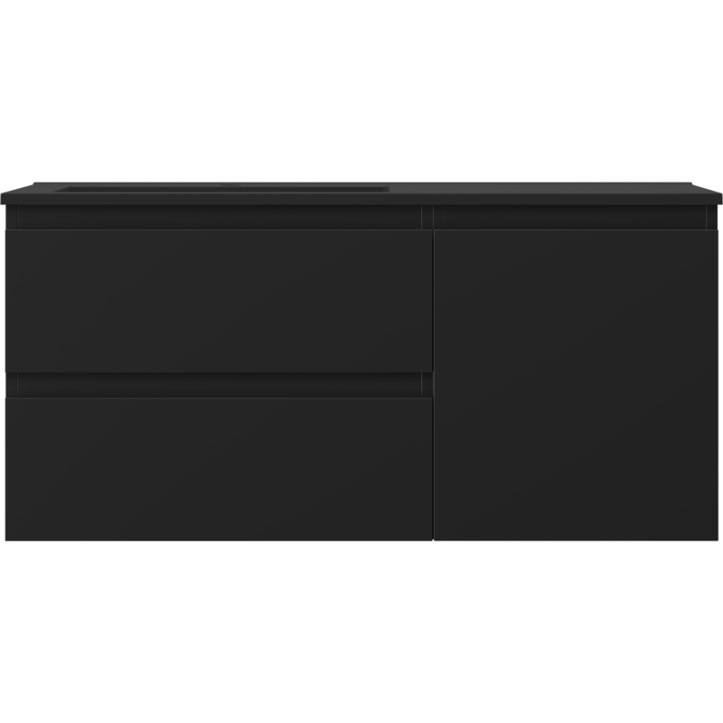 Mexen Orio kúpeľňová skrinka 100 cm s umývadlom Otis ľavým, 2S, 1D, čierna matná - 91A13-10047-3-BBFFF71-W18L71