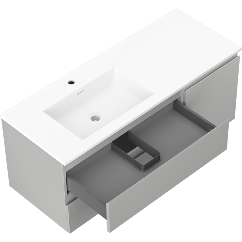 Mexen Orio kúpeľňová skrinka 120 cm s umývadlom Otis ľavá, 2S, 1D, sivá matná/biela matná - 91A13-12047-3-BBFFF62-W18L01