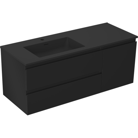 Mexen Orio kúpeľňová skrinka 120 cm s umývadlom Otis ľavá, 2S, 1D, čierna mat - 91A13-12047-3-BBFFF71-W18L71