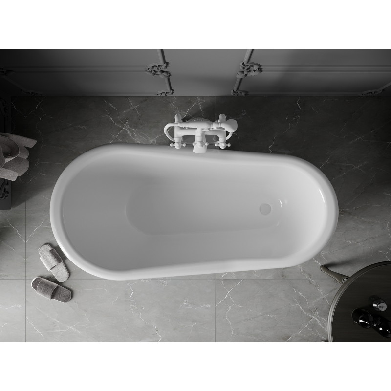 Mexen Retro voľne stojaca vaňa 150 x 73 cm, biela, nohy biele - 53251507300-20