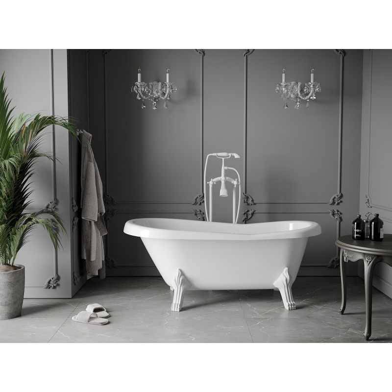 Mexen Retro samostatne stojaca vaňa 150 x 73 cm, biela, biele nohy - 53251507300-20
