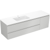Mexen Orio kúpeľňová skrinka 160 cm s umývadlom Otis ľavým, 2S, 1D, sivý mat/biely mat - 91A13-16047-3-BBFFF62-W18L01