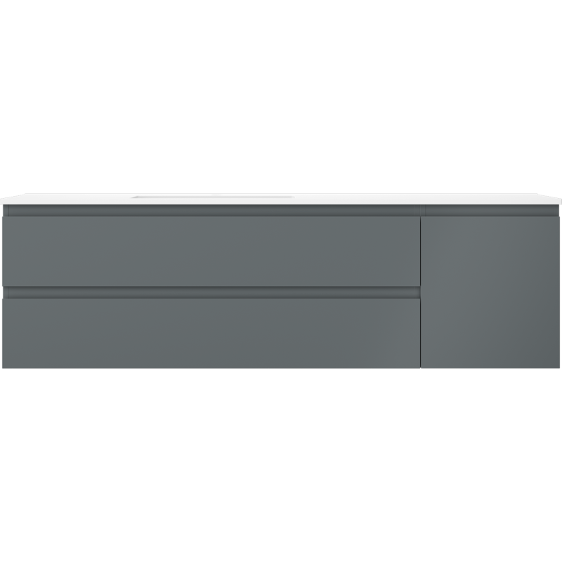 Mexen Orio kúpeľňová skrinka 160 cm s umývadlom Otis ľavá, 2S, 1D, grafit mat/biela mat - 91A13-16047-3-BBFFF66-W18L01